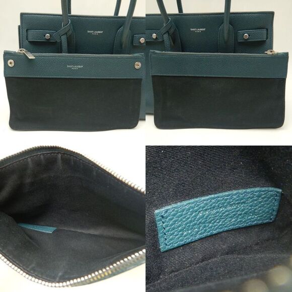 SAINT LAURENT Green Leather Pouch - Picture 7 of 10